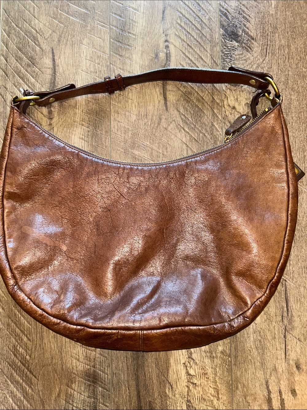 LAUREN RALPH LAUREN LEATHER HOBO BROWN BAG - Picture 4 of 8